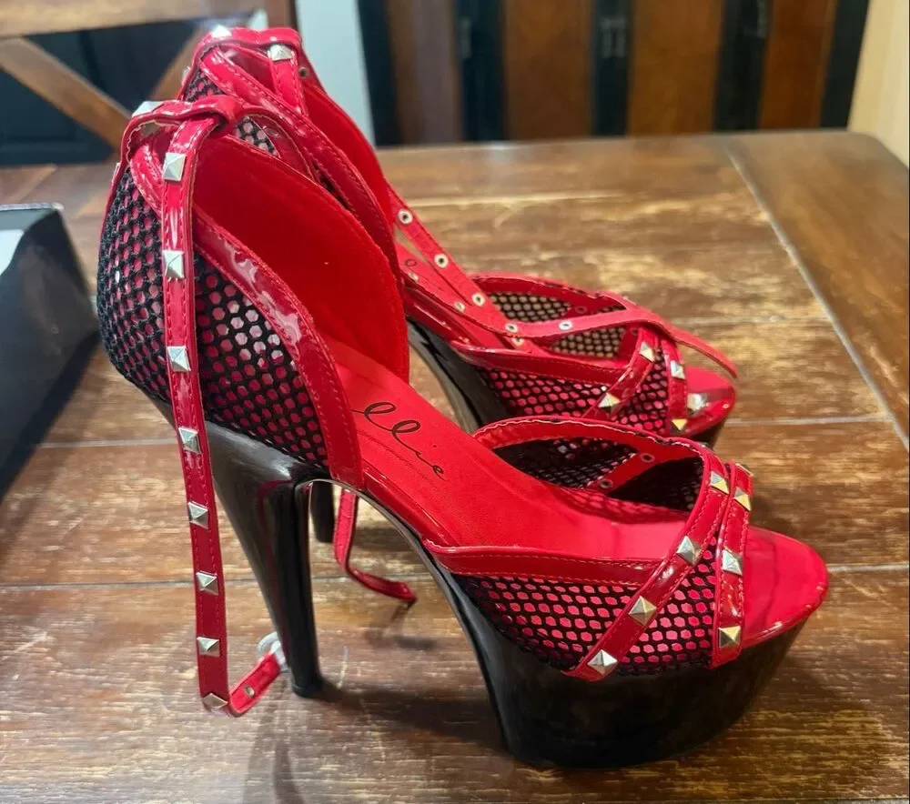 Ellie Shoes Women's 709-SLEEK-RED-10 Heeled Sandal, 10 New